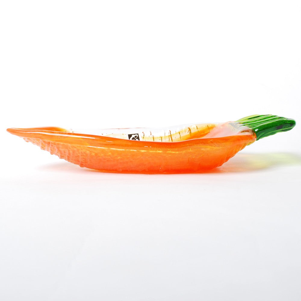 Glass carrot shaped dish
