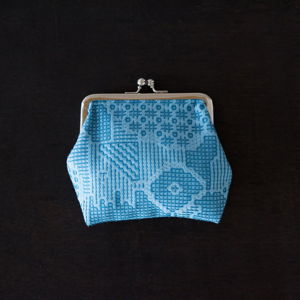 Fukushima Sanwa fabric sashiko weave mouth gold coin purse